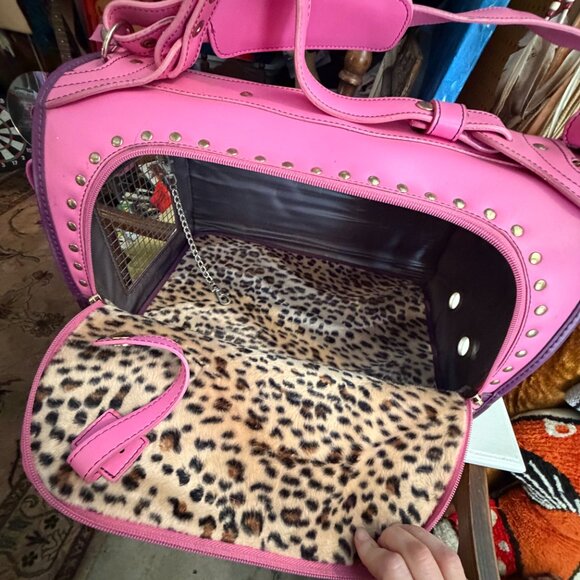 Pet Flys Airline Approved Pet Carrier - Pink/Purple Koi Fish Tattoo Print - Y2K - Picture 3 of 15